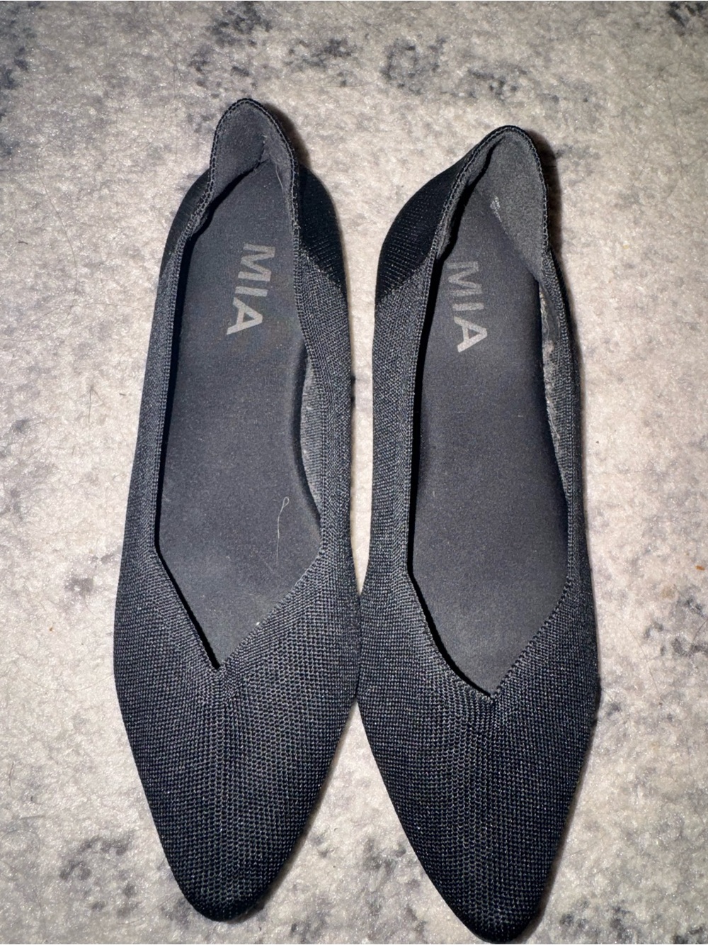 MIA Black Pointed Knit Ballet Flats